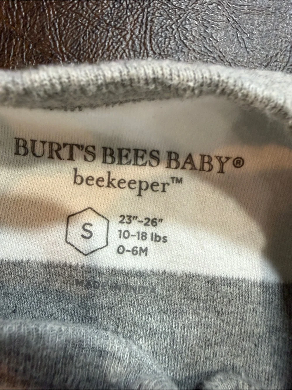 Burt's Bees Baby Striped Beekeeper Sleepsack 100% Cotton Gray White Sz S, 0-6M